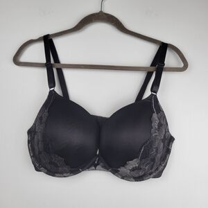 Maidenform Bra 38DD Womens Black Lace Overlay Padded Push Up‎ Underwired